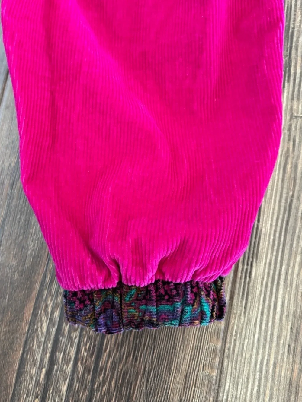 Vtg Kids Corduroy Jumpsuit Jumper Romper Girls 3T Pink Colorful Paisley Cottage